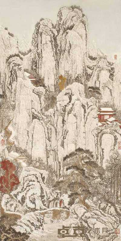 黄秋园 雪景山水 镜心 61×122cm